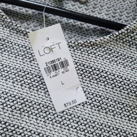 NWT Cotton-Blend Loft Black White Dress, sz Large - Picture 5 of 13